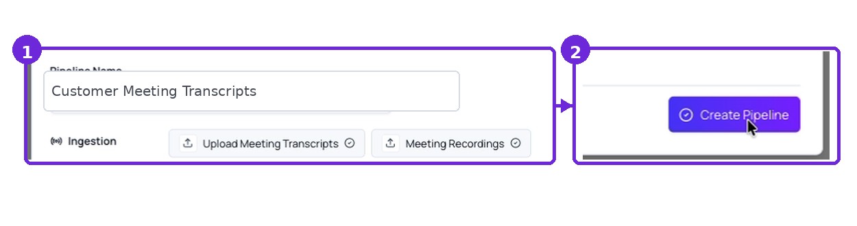 Pipeline name field and summary, with the Create Pipeline button